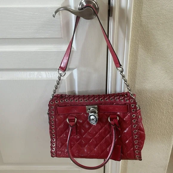 Michael Kors Hamilton Hippie Grommet Red bag - Picture 2 of 8